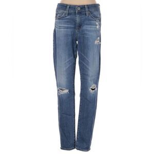 Ag Adriano Goldschmied The Beau Sloucy Skinny Distressed Medium Wash Jeans 25